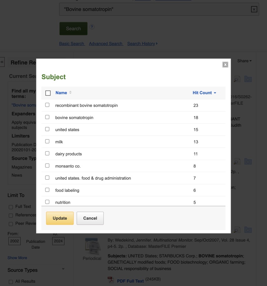 Subject filter result for Bovine Somatotropin