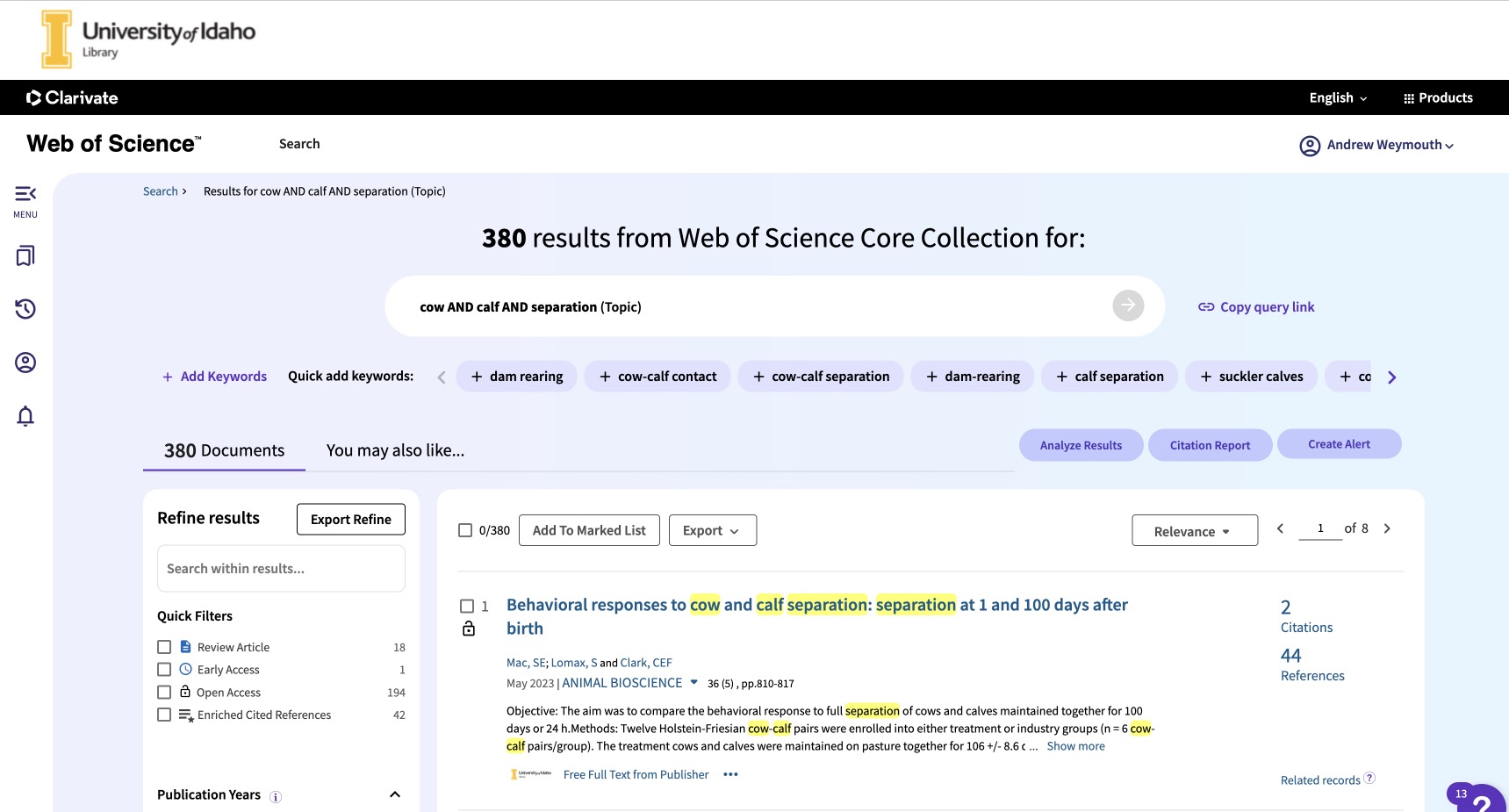 Web of Science Search Interface